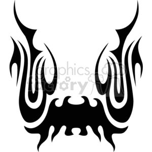 Abstract tribal design resembling bat wings and flames, often used for tattoos or decorative purposes.