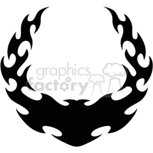 A black tribal flame wreath symbol in clipart style.