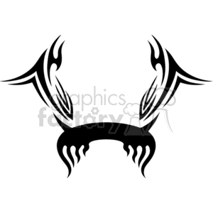 A black and white clipart image of a tribal scorpion tattoo design with intricate patterns.