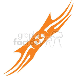 This clipart image features an abstract tribal tattoo design in orange. It has a symmetrical flame-like pattern extending from a central motif.