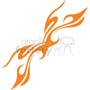 An orange tribal flame design with curved, flowing lines.