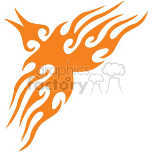 A stylized clipart image of an orange phoenix with flame-like wings and tail.