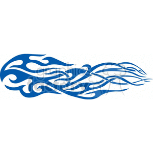 Blue tribal flame design clipart image, featuring intricate, flowing patterns resembling flames or waves.