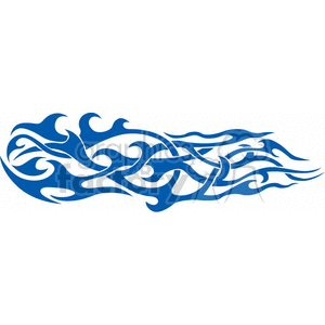 A blue vector tribal flame design with intricate patterns and flowing shapes.