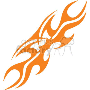 This is a clipart image of an abstract, flame-like tribal design in orange.