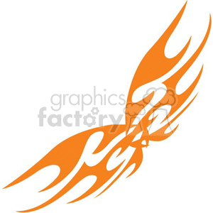 This is a clipart image of an abstract orange flame or fire design. The design features flowing, curved shapes that resemble flames or wings.