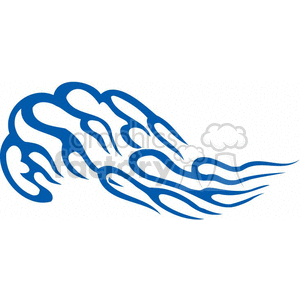 A clipart image of a blue flame design with elongated, flowing shapes.