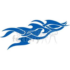 A stylized blue tribal flame tattoo design in clipart format.
