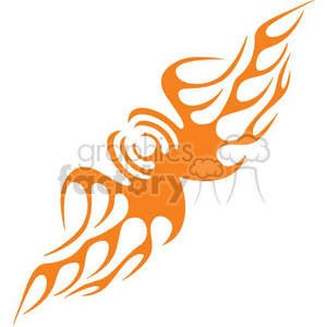 Orange tribal flame design clipart with symmetrical, curvy, and intricate patterns.
