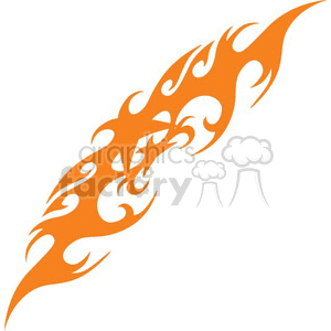 An orange tribal flame design in clipart style. The flame has smooth, curving lines creating a dynamic and intense appearance.