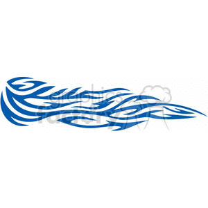 A blue tribal flame tattoo design with an elongated and intricate pattern.
