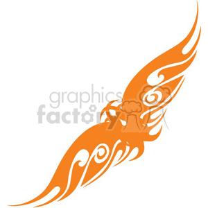 Orange tribal tattoo design resembling stylized wings or a bird in flight.