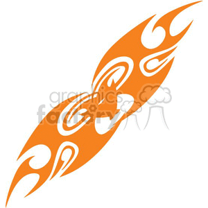 Orange tribal flame tattoo design with a symmetrical pattern.