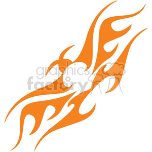 Clipart image of a stylized orange flame or phoenix design with flowing, fiery elements.