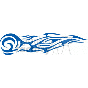 Blue abstract flame tattoo design clipart image with flowing, intricate patterns.