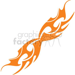 An orange tribal flame tattoo design. The design features sharp, symmetrical flame-like patterns intertwining at the center.