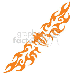 An orange tribal flame design clipart image.