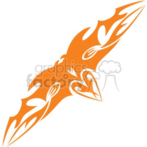 A stylized orange bird clipart image with intricate, flame-like patterns on the wings and body.