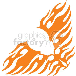 An abstract orange flame design clipart in the shape of a stylized bird.