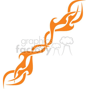 An orange tribal flame design in clipart style, characterized by intertwined flame patterns.