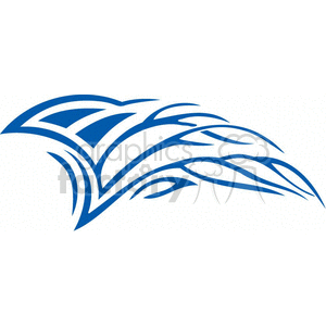 A blue abstract clipart image with flowing, wave-like lines and curved shapes resembling a stylized wave or bird in motion.