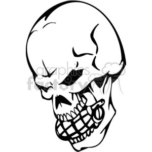 skull with grenade in it's mouth
