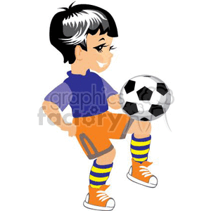 Cartoon Boy Playing Soccer