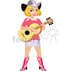 Country Cowgirl Playing Guitar