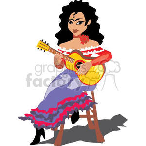 Colorful Spanish Guitarist Woman