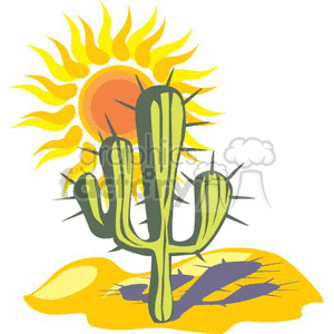 Cactus and Sun in Desert for Cinco de Mayo