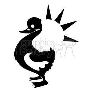 The image depicts a black and white silhouette of a duck. The design is simple and stylized, suitable for vinyl cutting, featuring clean lines and minimal detail that would make it easy to reproduce on various media.