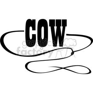 Clipart image featuring the word 'COW' with a rope design, evoking a Western cowboy theme.