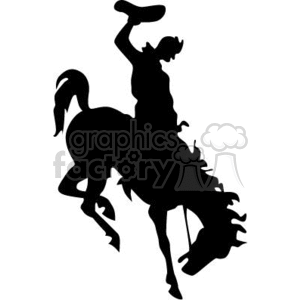 Silhouette of Cowboy on Bucking Horse - Western Graphic