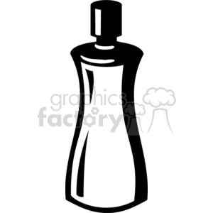 Black and white clipart image of a bottle, possibly a shampoo, lotion, or cosmetic bottle with a cap.