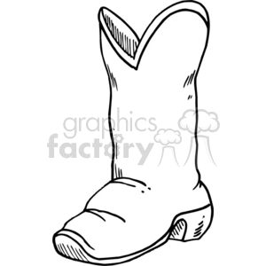 A black and white clipart image of a cowboy boot, depicted with simple lines and minimal details.