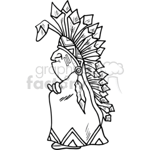 Cartoon Character in Traditional Native American Headdress