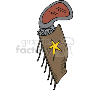 Illustration of a sheriff's gun in a holster with a star on it.