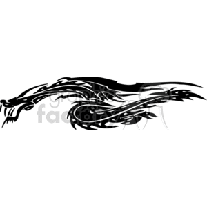 The image depicts a stylized, black-and-white vector illustration of a dragon. The design is made using bold, flowing lines and has a tribal art aesthetic. This type of image is often used for tattoos, graphic designs, vinyl decals, and signage. It appears to be optimized for vinyl cutting due to its solid color and clean lines, making it suitable for vinyl-ready designs.