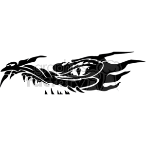The image features a stylized black and white clipart of a dragon. The design is simple with bold contrasts, making it suitable for vinyl cutting, tattoos, signage, or graphical art. The dragon appears to be in a dynamic pose, adding to the visual appeal for such uses.