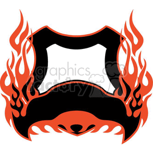 Clipart image of black and red flames forming an abstract shape, reminiscent of a badge or shield.