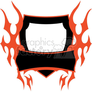 Flaming Shield with Blank Banner