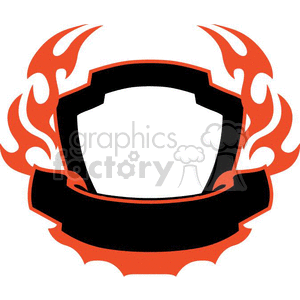 Blank Emblem with Red Flames and Black Banner