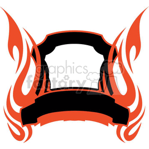A clipart image of a black and red frame adorned with flames surrounding a blank central space.