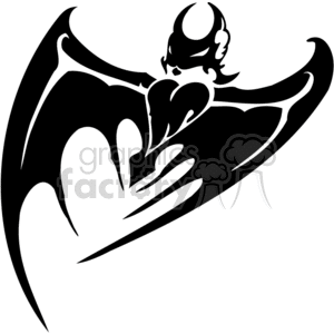 Black and white scary bat mid-flight