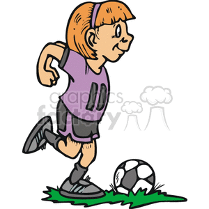 Female soccer player kicking the ball.