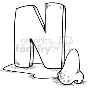 white letter n with nose