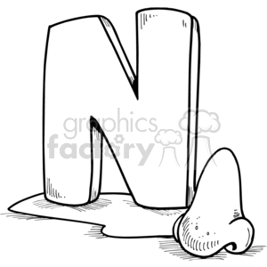 White letter n with nose