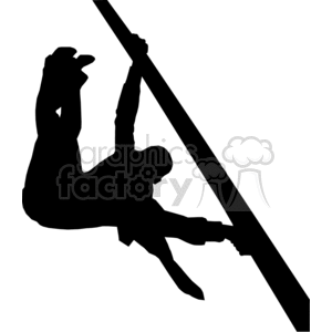 Silhouette of a person swinging on a pole