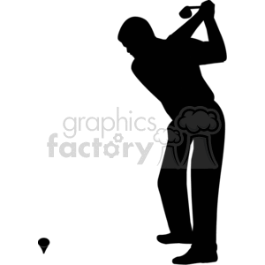 silhouette of a golfer hitting a golf ball