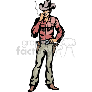 Western Cowboy Smoking with Gun Belt